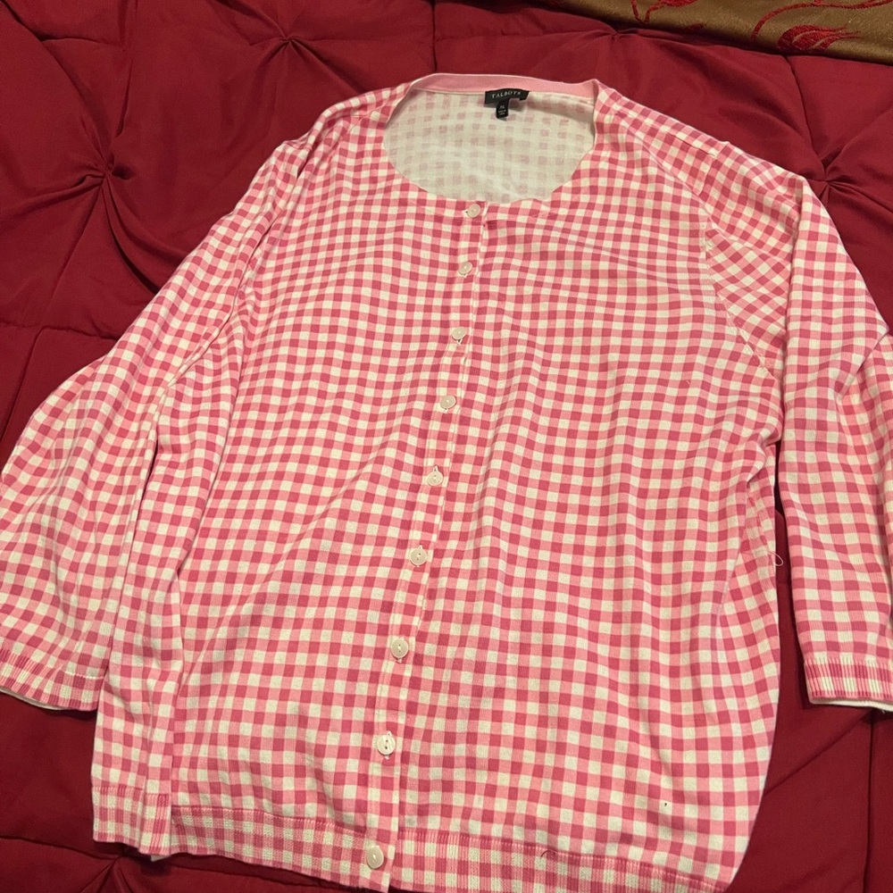 Talbots Lightweight Sweater Checkered Pattern - image 1